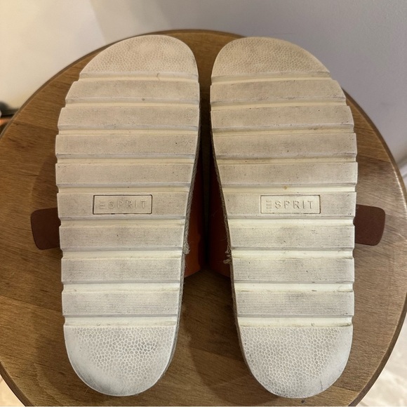Esprit Brielle Sandals Womens Size 6.5M Brown Chestnut Cork Like Base White Heel - Picture 10 of 14